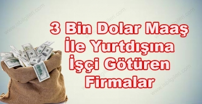 3 Bin Dolara Çalışacak İşçi Arayan Firmalar