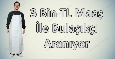 3 Bin TL Maaş İle Bulaşıkçı Aranıyor