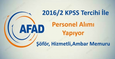 AFAD KPSS 2016/2 ile Personel Alacak